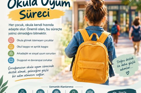Okula Uyum Süreci | Sivas Pedagog ve Çocuk Danışmanlığı Meta açıklaması: Çocuğunuz okula gitmek istemiyor mu? Okula uyum süreci, okul kaygısı, ayrılık kaygısı ve çocuk danışmanlığı hakkında aileler için kapsamlı bilgiler.